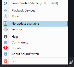 Update menu in the tray