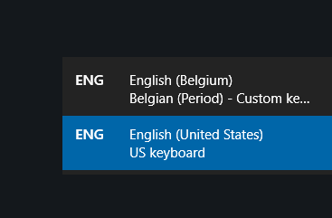 Windows language quick menu